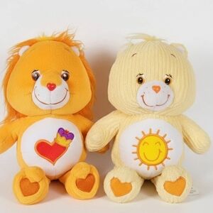 Lot Of 2 Vtg 03 & 04 Brave Heart Lion & Funshine Bear Care Bears Cordorouy...